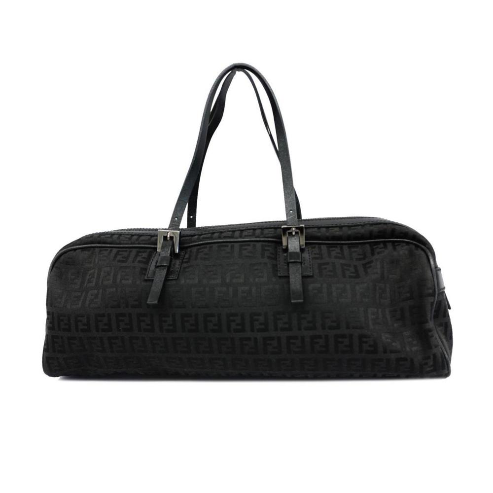 Fendi Zucchino East West Shoulder Bag Nylon Canvas Black Y2K